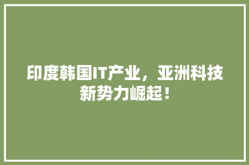 印度韩国IT产业，亚洲科技新势力崛起！