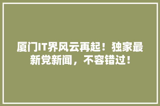 厦门IT界风云再起！独家最新党新闻，不容错过！