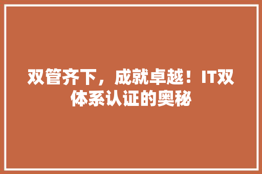 双管齐下，成就卓越！IT双体系认证的奥秘