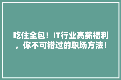 吃住全包！IT行业高薪福利，你不可错过的职场方法！