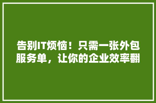 告别IT烦恼！只需一张外包服务单，让你的企业效率翻倍