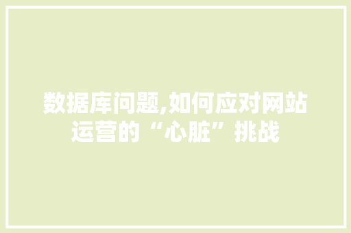 数据库问题,如何应对网站运营的“心脏”挑战 前端技术