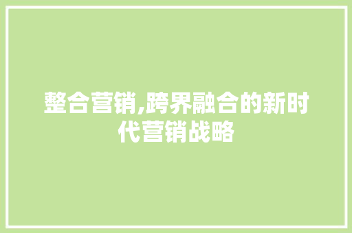 整合营销,跨界融合的新时代营销战略