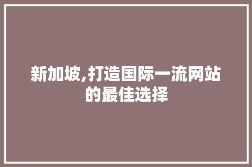 新加坡,打造国际一流网站的最佳选择