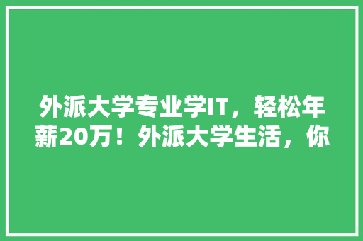 外派大学专业学IT，轻松年薪20万！外派大学生活，你敢来挑战吗