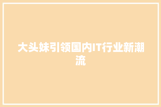 大头妹引领国内IT行业新潮流