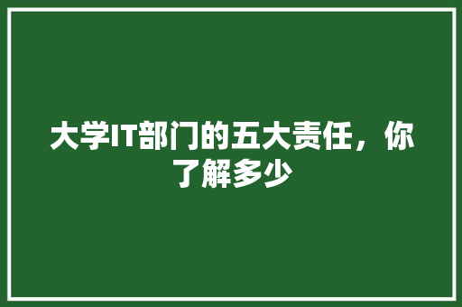 大学IT部门的五大责任，你了解多少