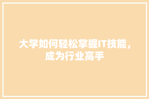 大学如何轻松掌握IT技能，成为行业高手