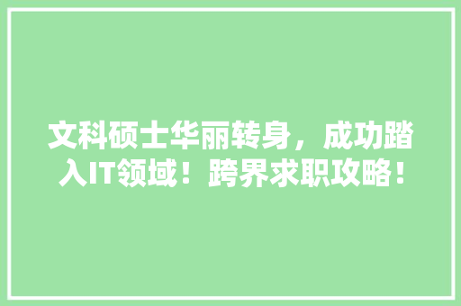文科硕士华丽转身，成功踏入IT领域！跨界求职攻略！ 前端技术