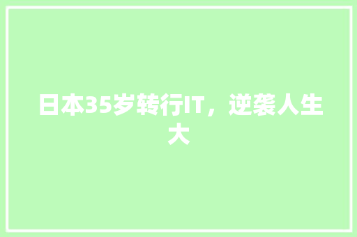 日本35岁转行IT，逆袭人生大