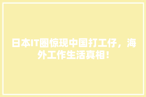 日本IT圈惊现中国打工仔，海外工作生活真相！ 后端技术