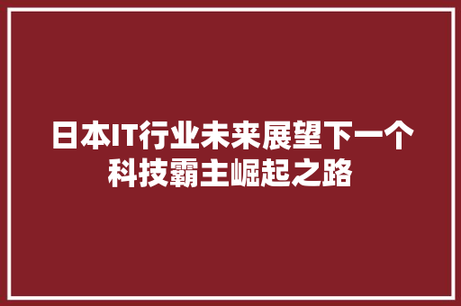 日本IT行业未来展望下一个科技霸主崛起之路 后端技术