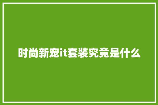 时尚新宠it套装究竟是什么