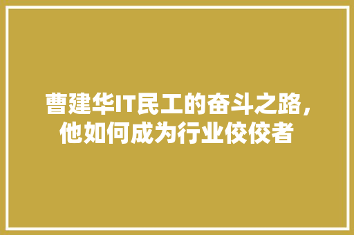 曹建华IT民工的奋斗之路，他如何成为行业佼佼者