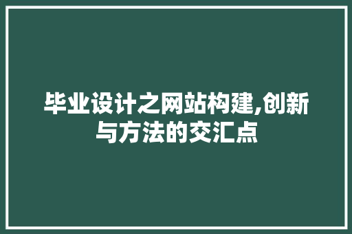 毕业设计之网站构建,创新与方法的交汇点