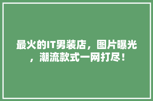 最火的IT男装店，图片曝光，潮流款式一网打尽！