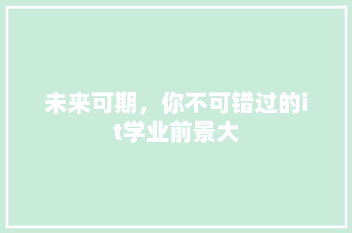 未来可期，你不可错过的it学业前景大 市场营销范文