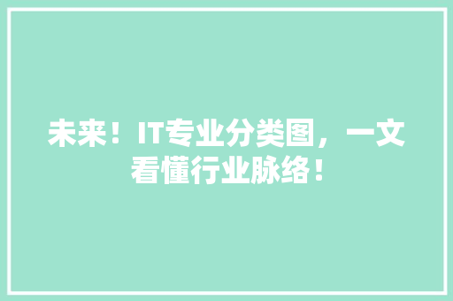 未来！IT专业分类图，一文看懂行业脉络！ 项目报告
