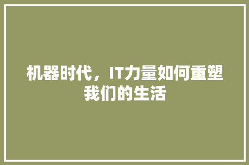 机器时代，IT力量如何重塑我们的生活 市场营销范文