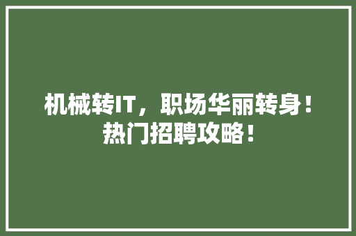 机械转IT，职场华丽转身！热门招聘攻略！ MySQL