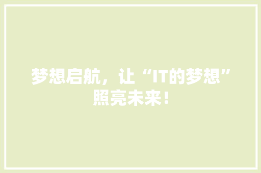 梦想启航，让“IT的梦想”照亮未来！ 网站建设