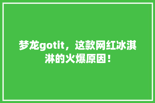 梦龙gotit，这款网红冰淇淋的火爆原因！