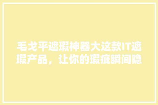 毛戈平遮瑕神器大这款IT遮瑕产品，让你的瑕疵瞬间隐形！
