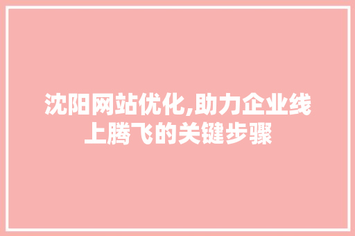 沈阳网站优化,助力企业线上腾飞的关键步骤 项目报告