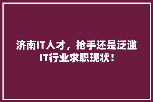 济南IT人才，抢手还是泛滥IT行业求职现状！