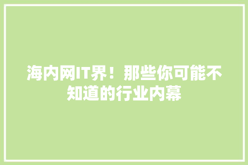 海内网IT界！那些你可能不知道的行业内幕 市场营销范文