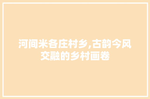 河间米各庄村乡,古韵今风交融的乡村画卷