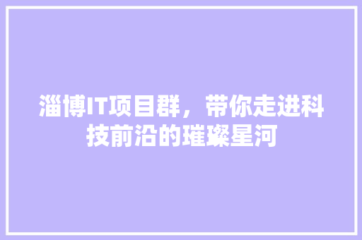 淄博IT项目群，带你走进科技前沿的璀璨星河