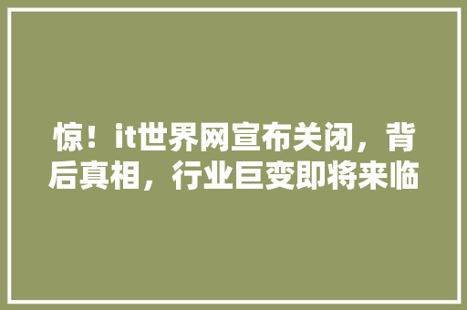 惊！it世界网宣布关闭，背后真相，行业巨变即将来临！ 网站建设