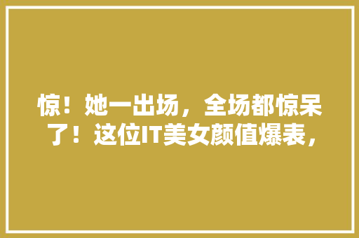 惊！她一出场，全场都惊呆了！这位IT美女颜值爆表，绝美颜值惊艳众人！