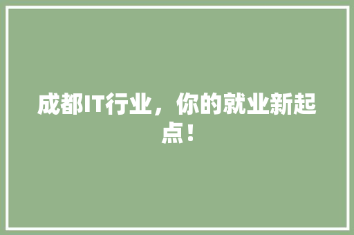 成都IT行业，你的就业新起点！
