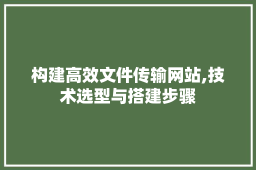 构建高效文件传输网站,技术选型与搭建步骤 后端技术