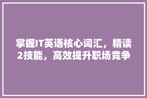 掌握IT英语核心词汇，精读2技能，高效提升职场竞争力！