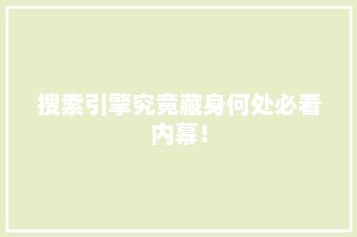 搜索引擎究竟藏身何处必看内幕！ 后端技术