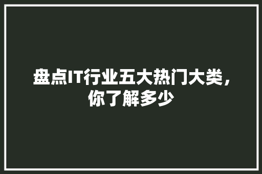 盘点IT行业五大热门大类，你了解多少 项目报告