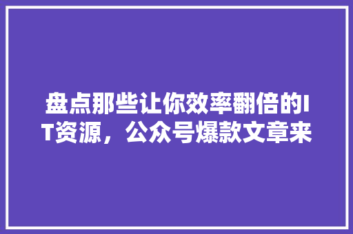 盘点那些让你效率翻倍的IT资源，公众号爆款文章来袭！