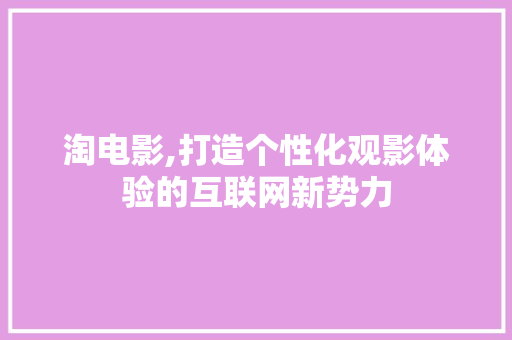 淘电影,打造个性化观影体验的互联网新势力 项目报告