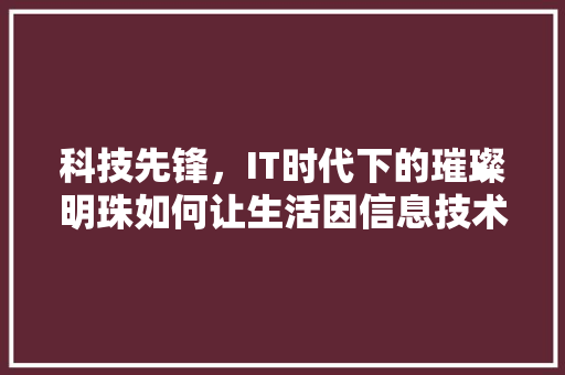 科技先锋，IT时代下的璀璨明珠如何让生活因信息技术而焕发光彩！ 商务信函