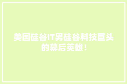 美国硅谷IT男硅谷科技巨头的幕后英雄！ 响应式设计