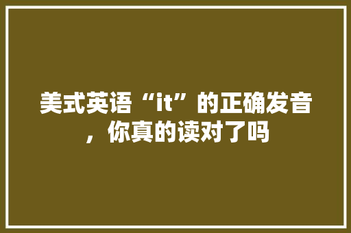 美式英语“it”的正确发音，你真的读对了吗 MySQL