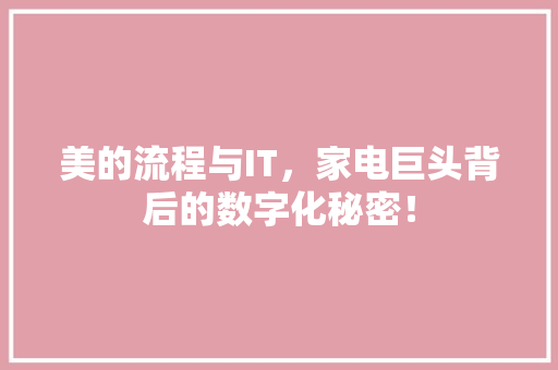美的流程与IT，家电巨头背后的数字化秘密！