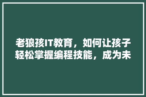 老狼孩IT教育，如何让孩子轻松掌握编程技能，成为未来科技之星！ 缓存Redis