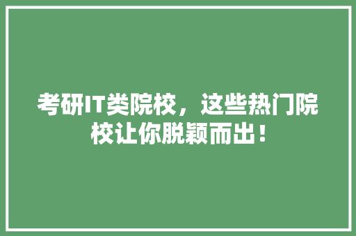 考研IT类院校，这些热门院校让你脱颖而出！ 网站建设