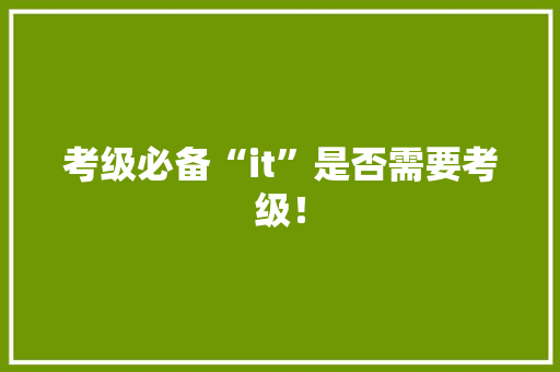 考级必备“it”是否需要考级！ 响应式设计