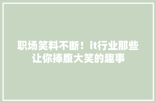 职场笑料不断！it行业那些让你捧腹大笑的趣事 市场营销范文