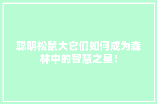 聪明松鼠大它们如何成为森林中的智慧之星！